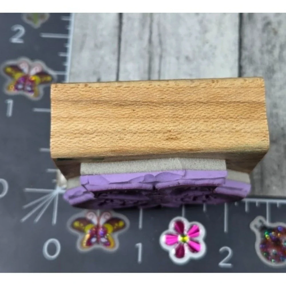 Butterfly Moth Detailed Insect Striped Rubber Stamp Wood #P63